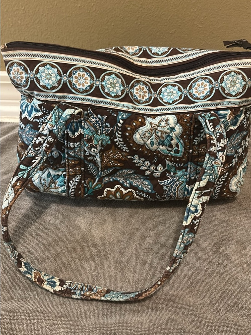 Vera Bradley Brown & Teal Quilted Shoulder Bag
